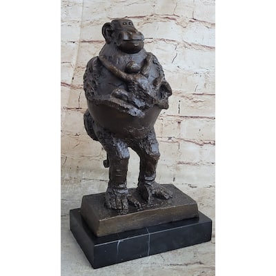 Pico Abstract Baboon And Baby Monkey Bronze Sculpture Marble Statue Art