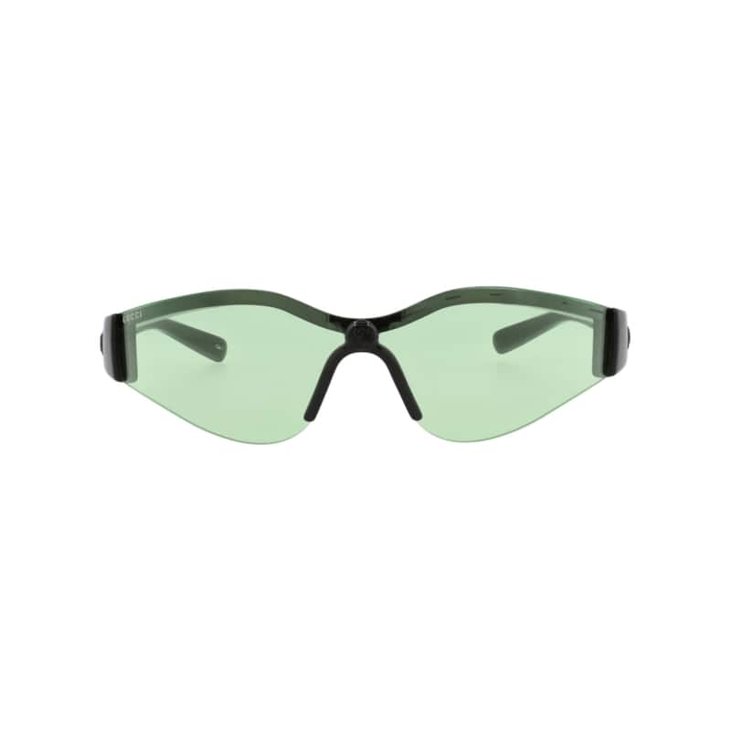 Gucci Shield-Frame Injection Sunglasses - Black Black Green - Black - Green Lens