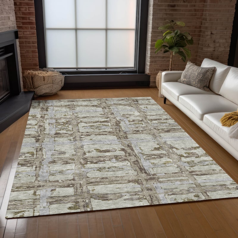 Machine Washable Indoor/ Outdoor Chantille Abstract Contemporary Rug