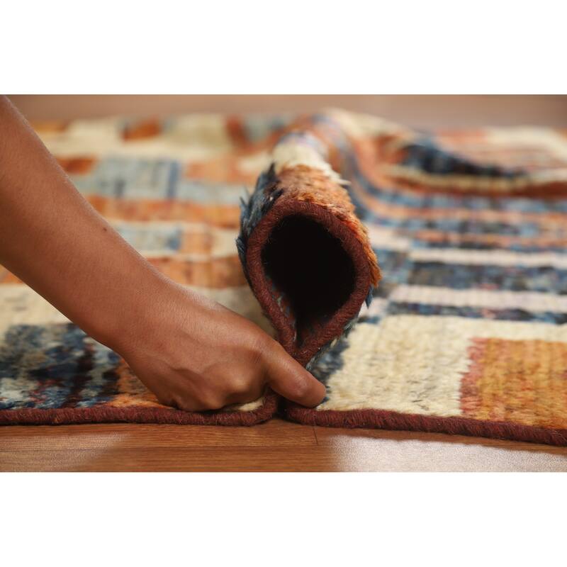 Orange Moroccan Oriental Area Rug Handmade Modern Wool Carpet - 5'9" x 7'8"