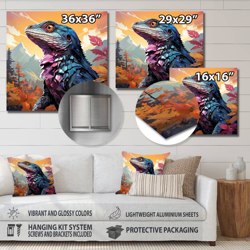 Designart "Salamander Reptile Portrait I" Reptile/Amphibianmetal Wall Art Orange Metal Wall Décor Modern Metal Art Work