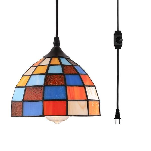 Simplicity Tiffany glass on/off dimmer switch plug in pendant light -  Overstock - 27554517