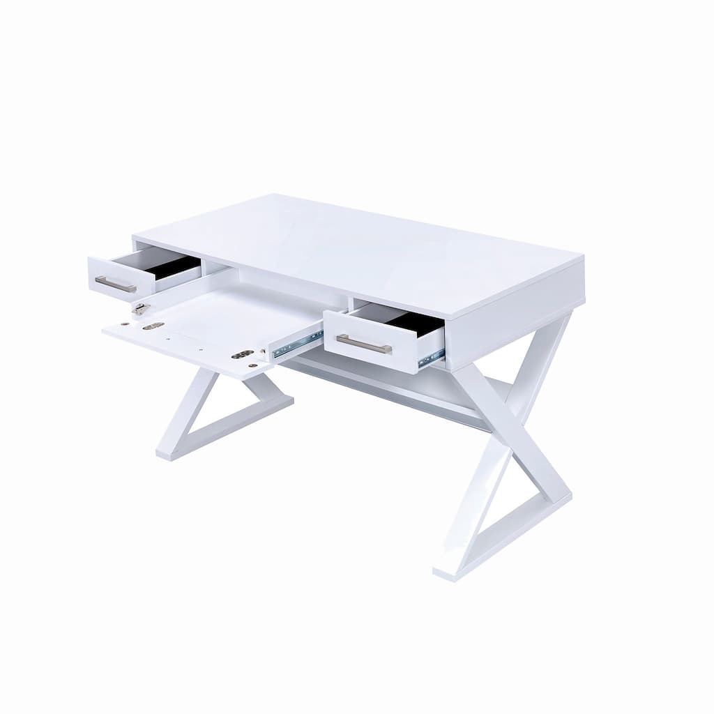 3-Drawer Writing Desk With X-cross Legs in White