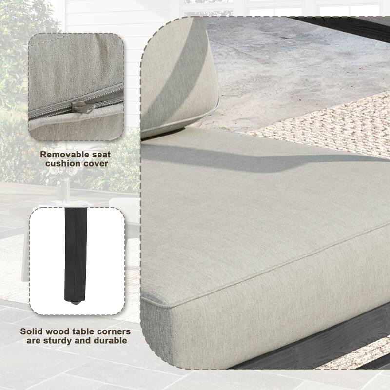 Outdoor Teak Wood Club Chairs with Cushions (Set of 2)