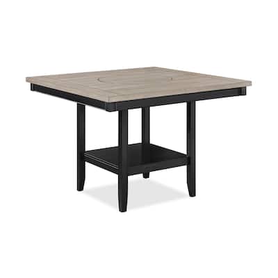 1pc Contemporary Transitional Counter Height Dining Table with 20-Inch Lazy Susan Finish Wooden Wood Veneers Solid Wood