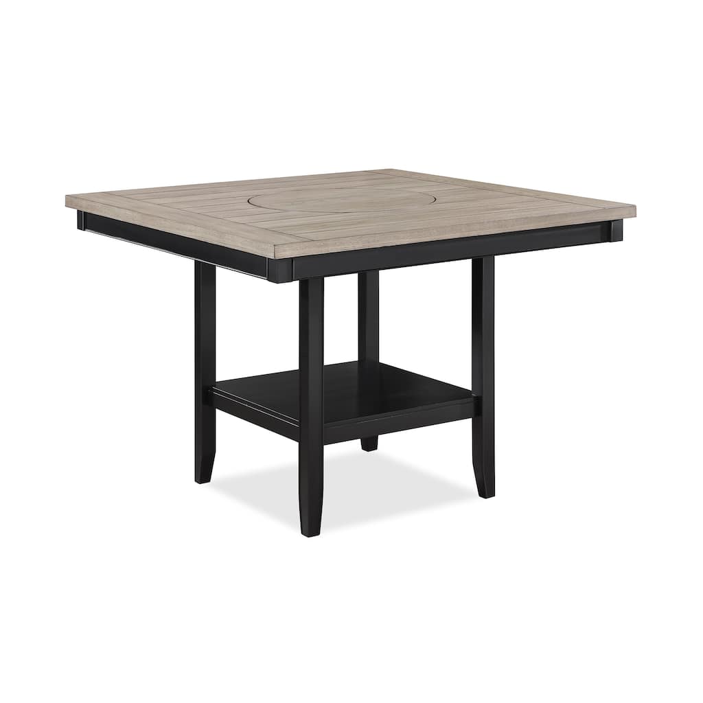 1pc Contemporary Transitional Counter Height Dining Table with 20-Inch Lazy Susan Finish Wooden Wood Veneers Solid Wood