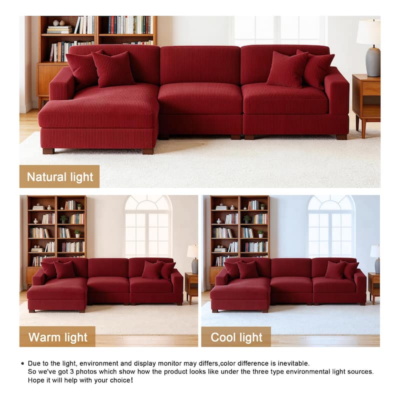 Oversized L-shaped Modular Sectional Sofa with Chaise Lounge