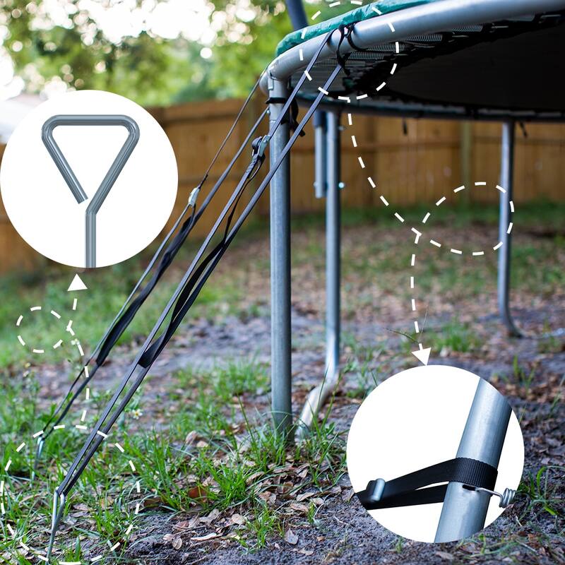 Galvanized Trampoline Anchor Kit Heavy Duty Ground Stakes - 15*2.8inch