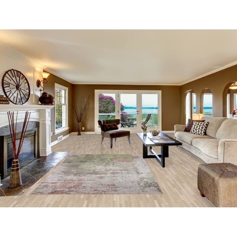 Multicolor Modern Abstract Area Rug Hand-Knotted Wool Carpet - 5'7"x 8'0"