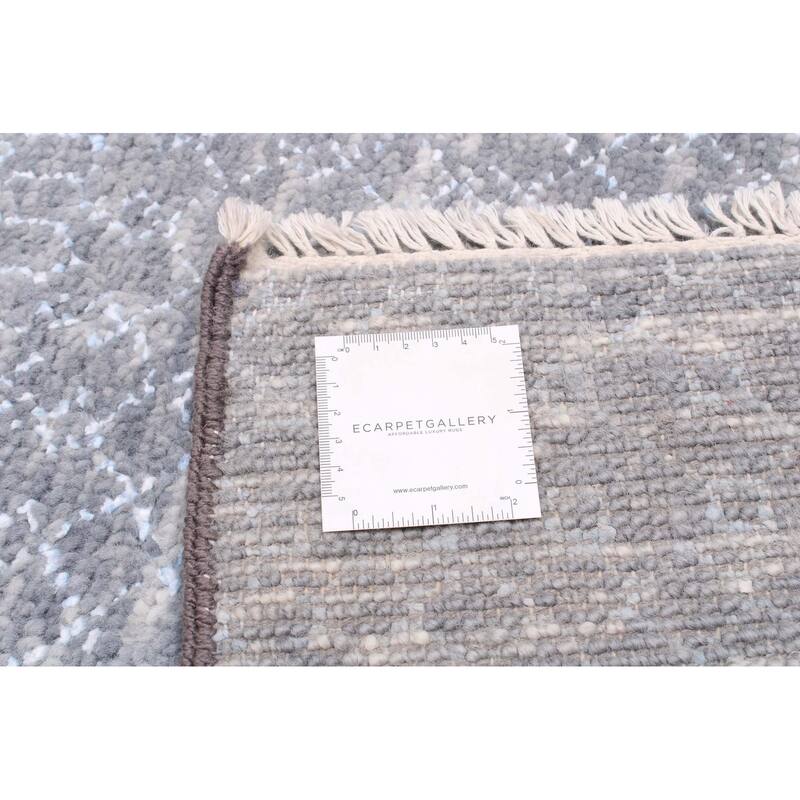 ECARPETGALLERY Hand-knotted Silk Shadow Dark Grey Wool Rug - 8'10 x 11'7