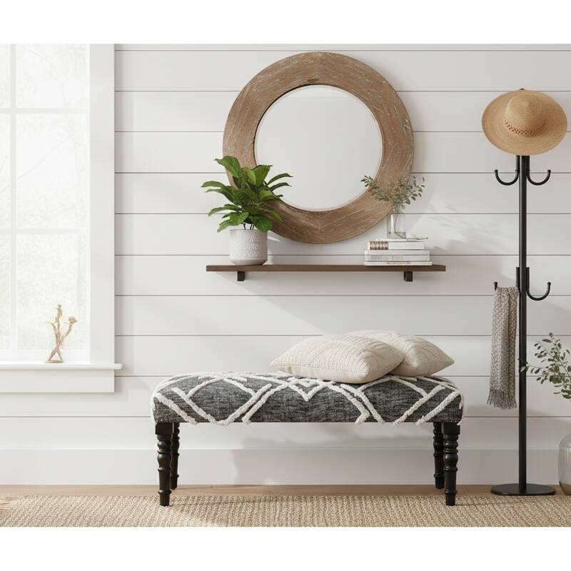 Sevita Tufted Geometric Diamond and Distressed Bench 16"W x 47"L x 18"H - 1'6" x 3'11" x 1'4"