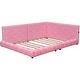 preview thumbnail 5 of 8, Pink Full Size Upholstered Platform Bed with USB Ports and LED Belt
