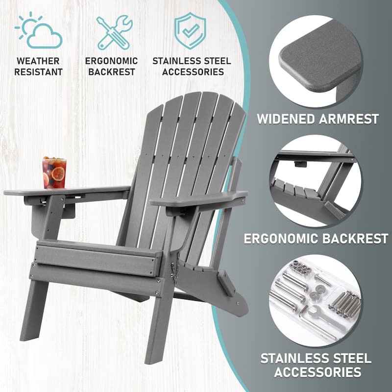 Vrakae Adjustable and Folding Adirondack Chair with Cup Holder