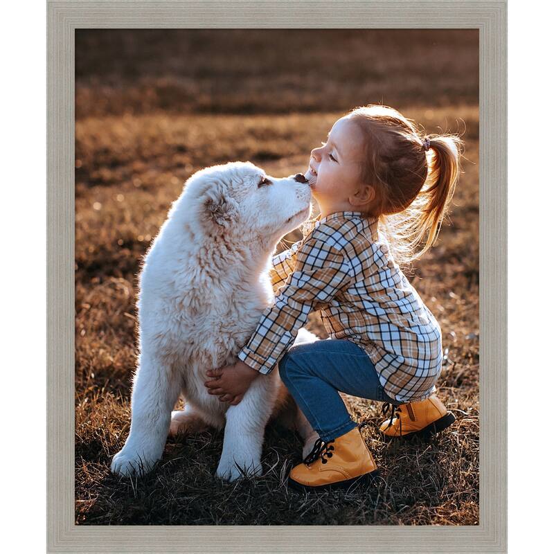 Woodgrain Stripe Blonde Framed Picture Frame, Photo Frame - 18x22 - Woodgrain Stripe Grey