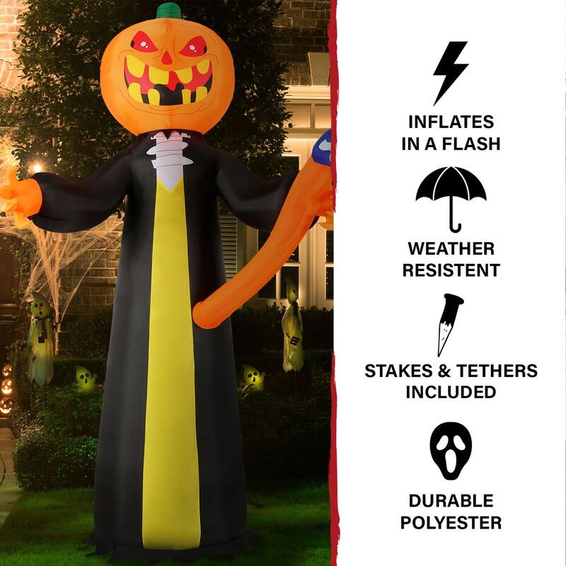 Haunted Hill Farm 10-ft. Prelit Inflatable Pumpkin Reaper