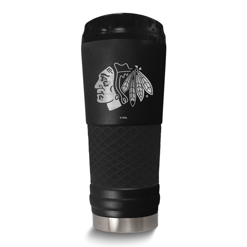 Curata NHL Chicago Blackhawks Stainless Steel Silicone Grip 24 Oz. Stealth Draft Tumbler with Lid