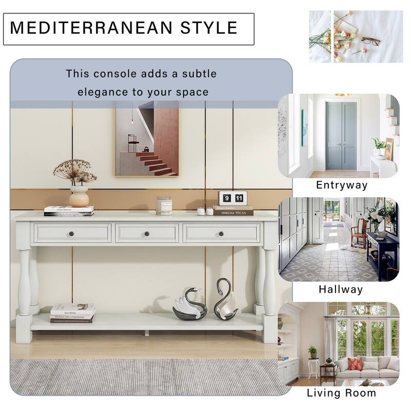 Merax 64" Long Extra-thick Console Table with Drawers and Shelf