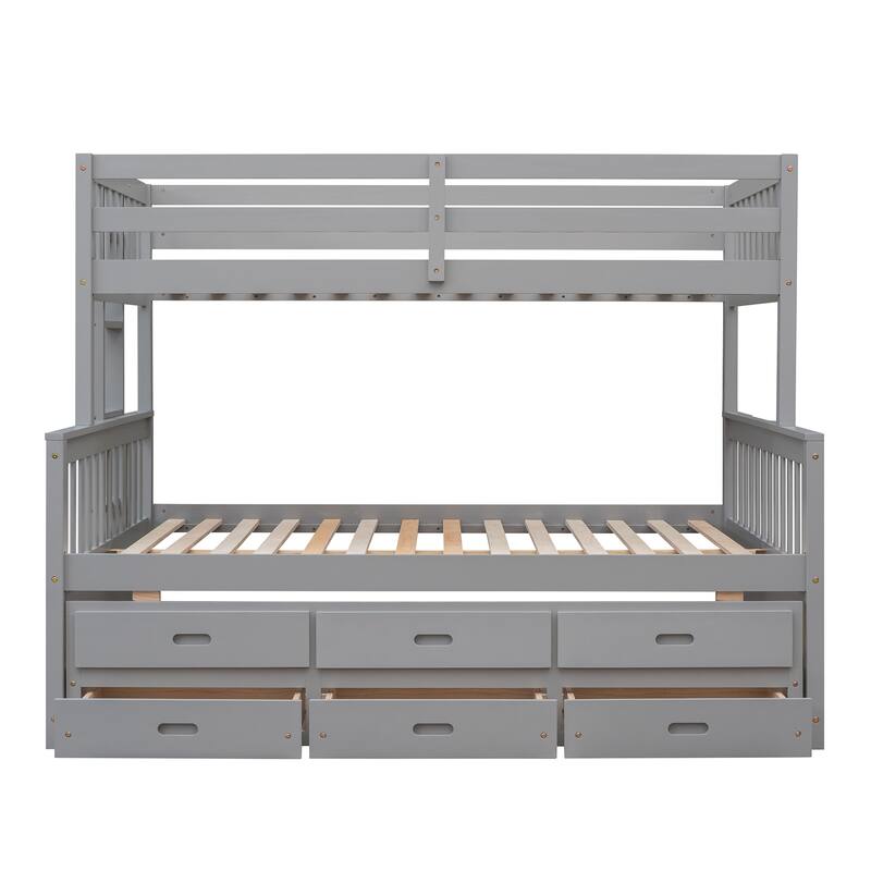 Bunk Bed with Trundle, Separable Bunk Bed with Drawers