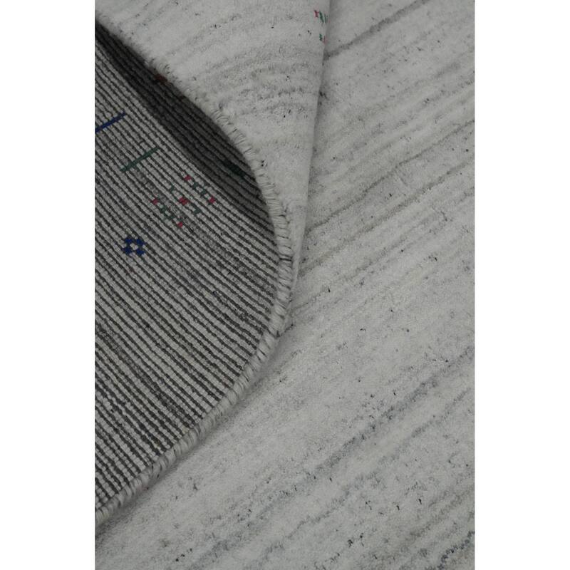 Hand Knotted Oriental 100% Wool Carpet Tribal Stripe Greys & Charcoal Gabbeh Area Rug - 12' 6'' X 9' 2''