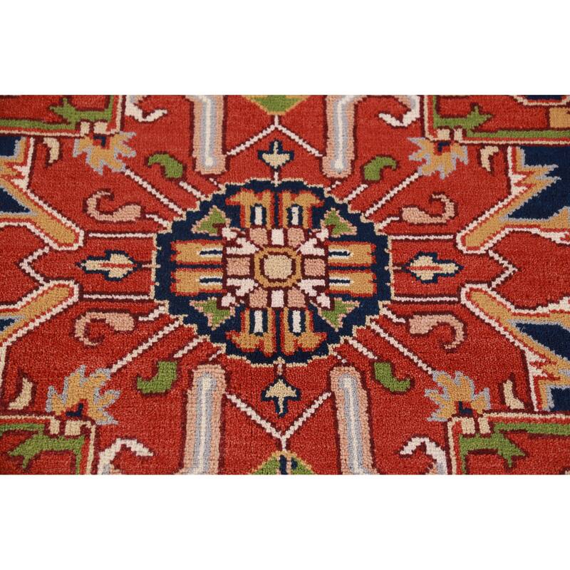 Hand Knotted Oriental 100% Wool Carpet Traditional Medallion Oranges & Rust Heriz (serapi) Area Rug - 12' 0'' X 8' 10''