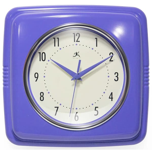 slide 2 of 7, Infinity Instruments Retro 9.25-inch Square Wall Clock - 9.25 x 1.875 x 9.5 Periwinkle