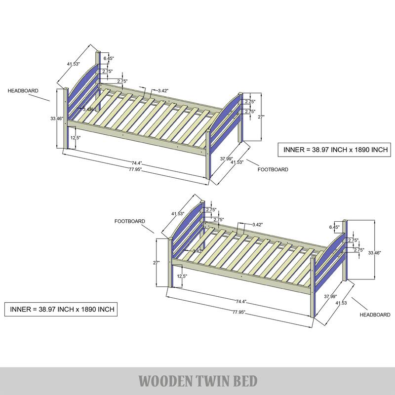 CraftPorch Contemporary Twin Over Twin Bunk Bed