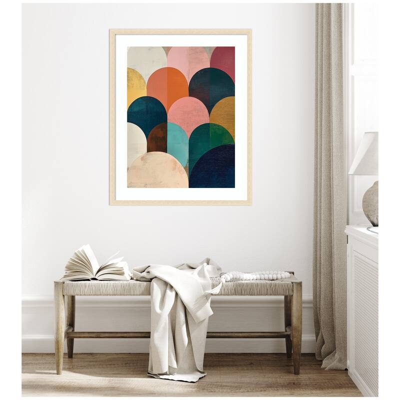 Kate and Laurel Framed Art Minimalist Geometric Abstract Jewel Tone by The Creative Bunch Studio