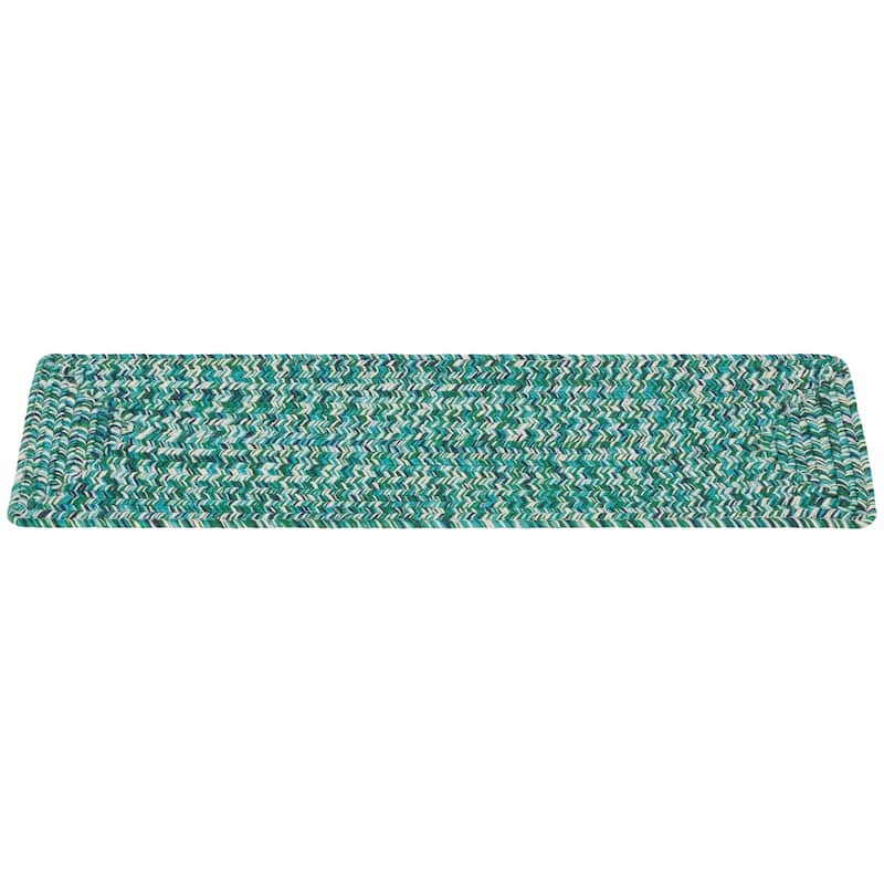 SAFAVIEH Zyta Handmade Braided Stair Treads - Non-Slip Stair Rugs for Hallways & Entryways - Teal/Green - 0'8" x 2'4" (Set of 3)