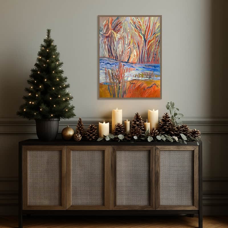 Cadmium Winter Solstice I by Dorothy Fagan (23 x 30 in.), Framed Canvas Wall Art Print - Sylvie Dark Gold