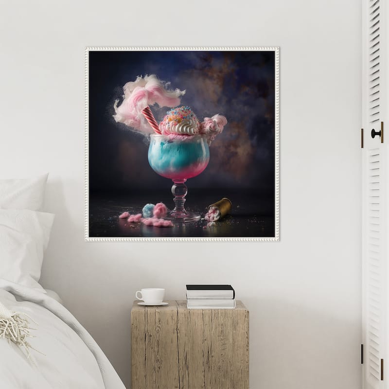Fairy Fun Cocktail by Jake Fouracre Framed Canvas Wall Art Print - Sylvie Beaded White