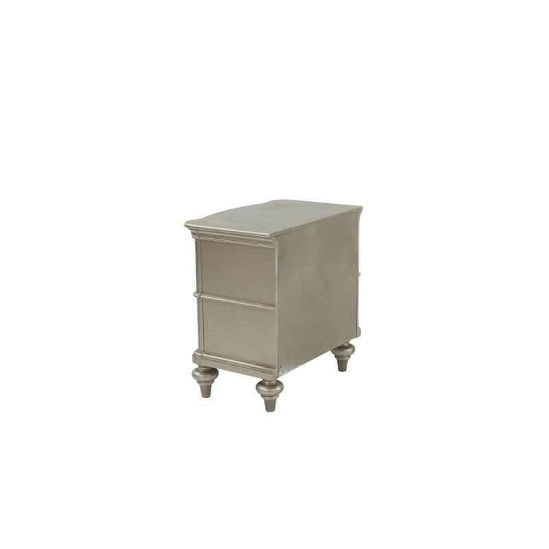 Wooden Nightstand in Champagne, Stylish Bedroom Storage Table, 28" x 17" x 28"H