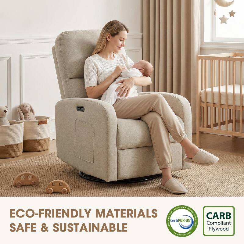 INK IVY Dakota Power Recliner 3-in-1 with Swivel, Glider, USB Ports