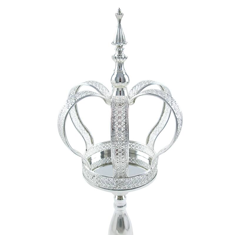 Royal Metal Crown Decor Centerpiece Accent Piece Tabletop with Stand