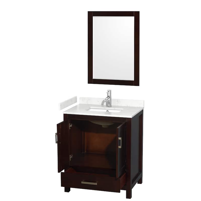 Sheffield Single Bathroom Vanity Set, Cultured Top, 24-Inch Mirror