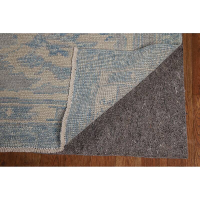 Hand Knotted Oriental 100% Wool Carpet Transitional All-Over Navy Blue & Blues Oushak Area Rug - 12' 6'' X 9' 11''