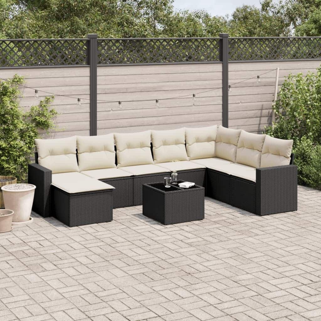 vidaXL Garden Sofa Set Black Poly Rattan Large Modular Garden Sofa Set - 21.7 x 21.7 x 14.6 in (W x L x H)