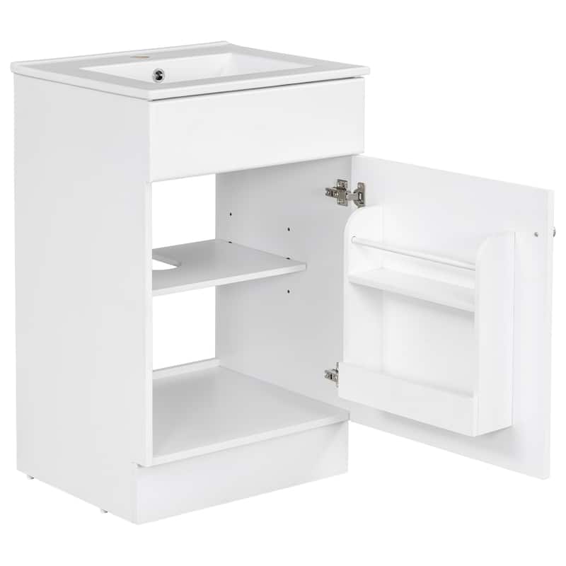 Bathroom Vanity with Sink, Vanity Set with Adjustable Shelf, Bathroom Cabinet with Storage Rack and Soft Closing Door