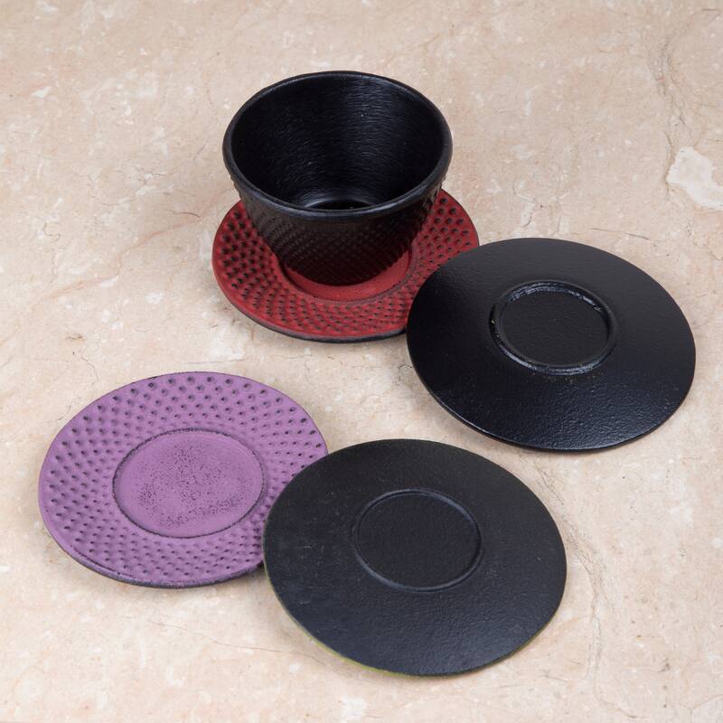 Creative Home Purple Cast Iron 3.75" Round Drink Coaster