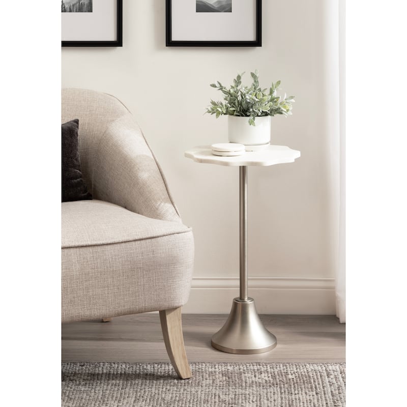 Kate and Laurel Sanzo Scalloped Marble and Metal Drink Table