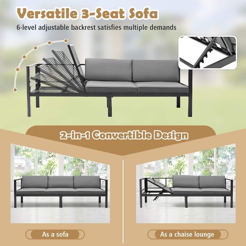 Costway 3PCS Patio Furniture Set Aluminum Lounge Adjust Back Recliner - See Details