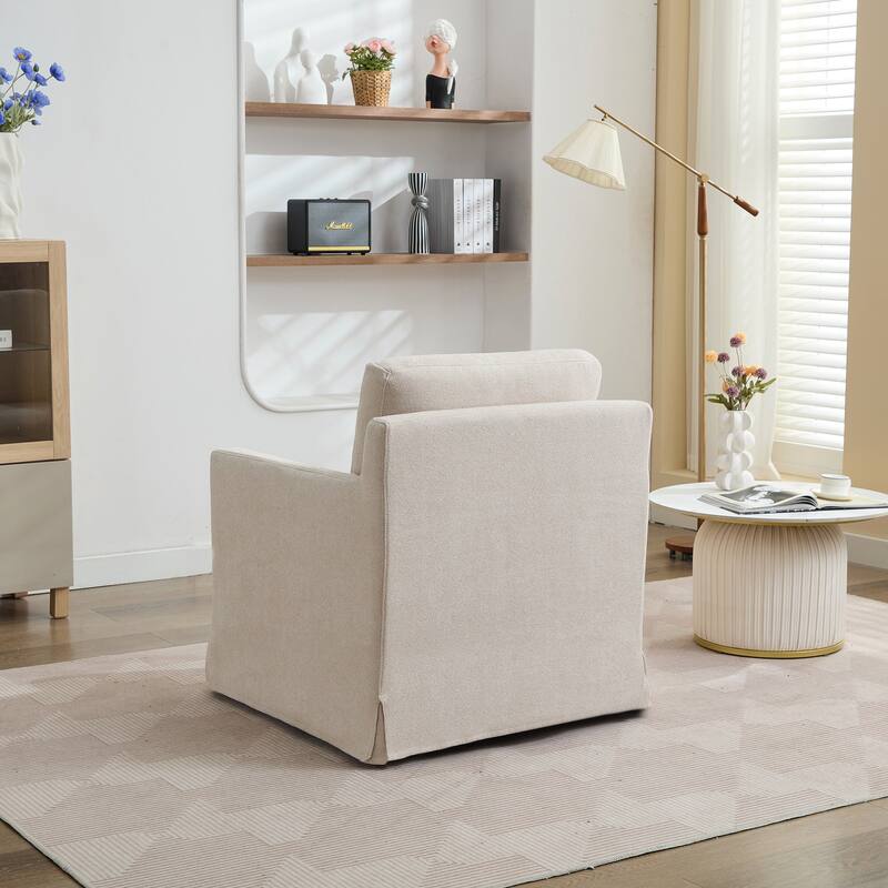 29.92" Chenille Swivel Accent Chair with Removable Cushion