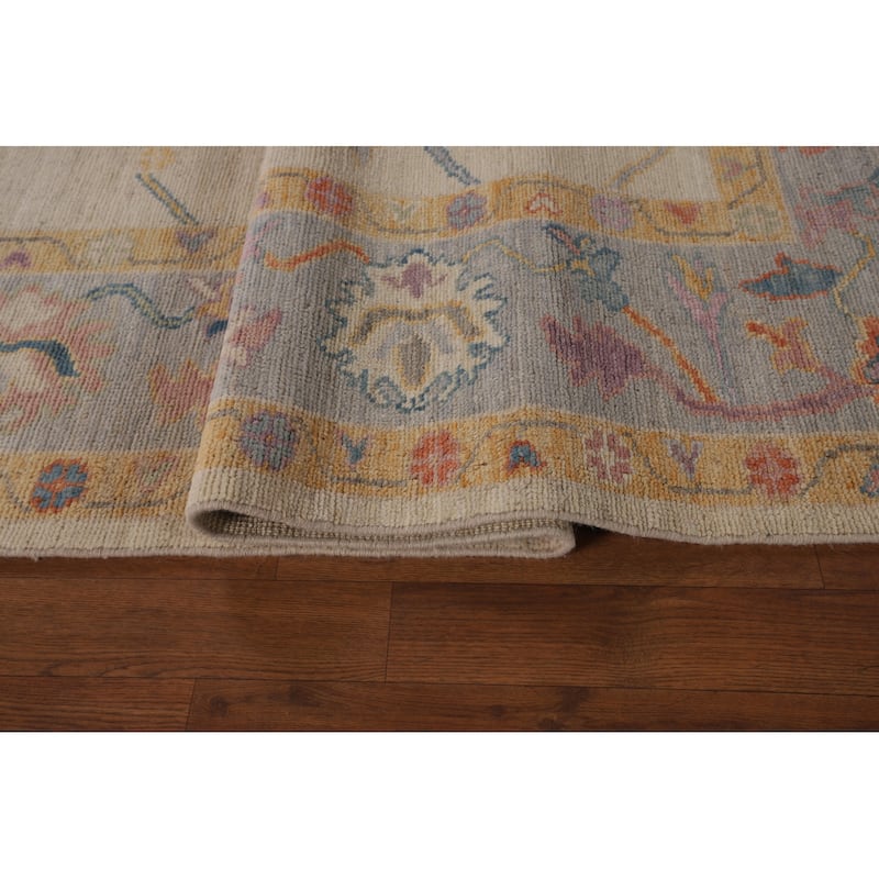 Oushak Turkish Area Rug Hand-Knotted Transitional Wool Carpet - 8'1"x 9'9"