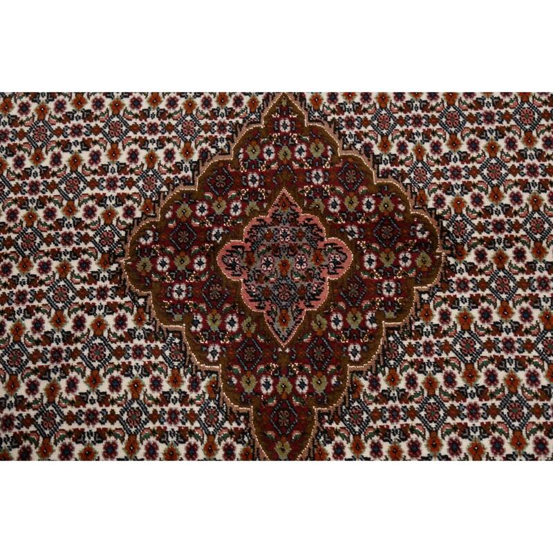Vegetable Dye Wool/ Silk Tabriz Mahi Persian Area Rug Hand-knotted - 5'0" x 6'10"