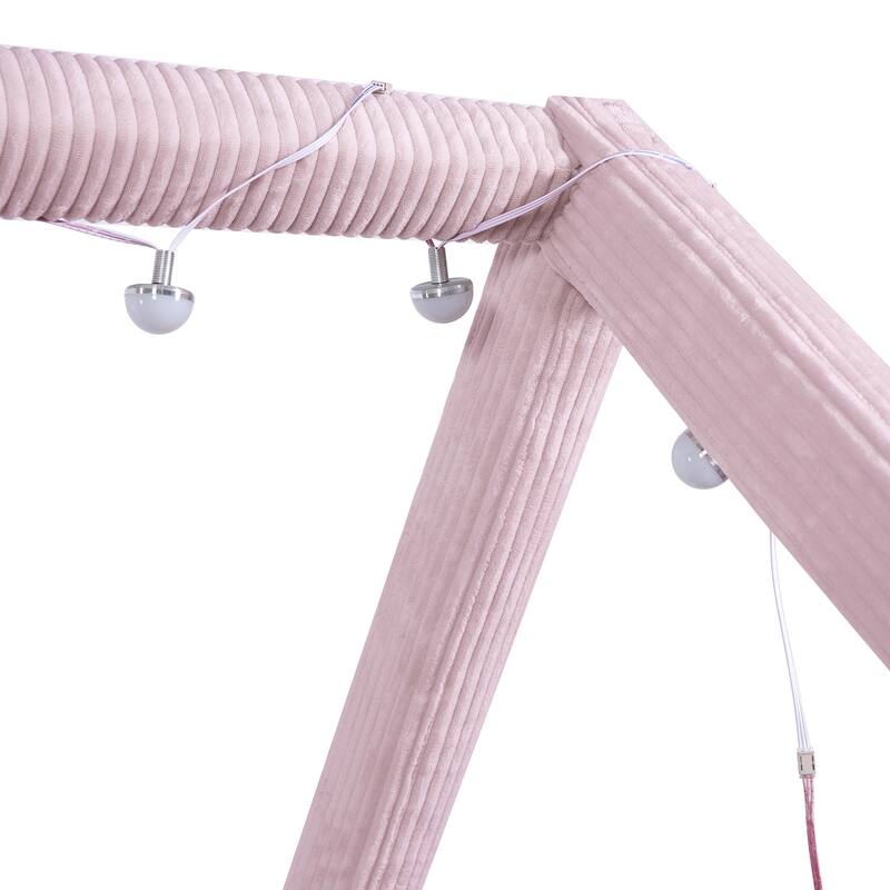 Full-Size Upholstered House Daybed with LED Light Strips by Harper&Bright Designs