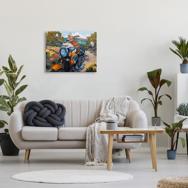 Stupell Cat & Dog on Motorcycle Canvas Wall Art Design by CR Townsend