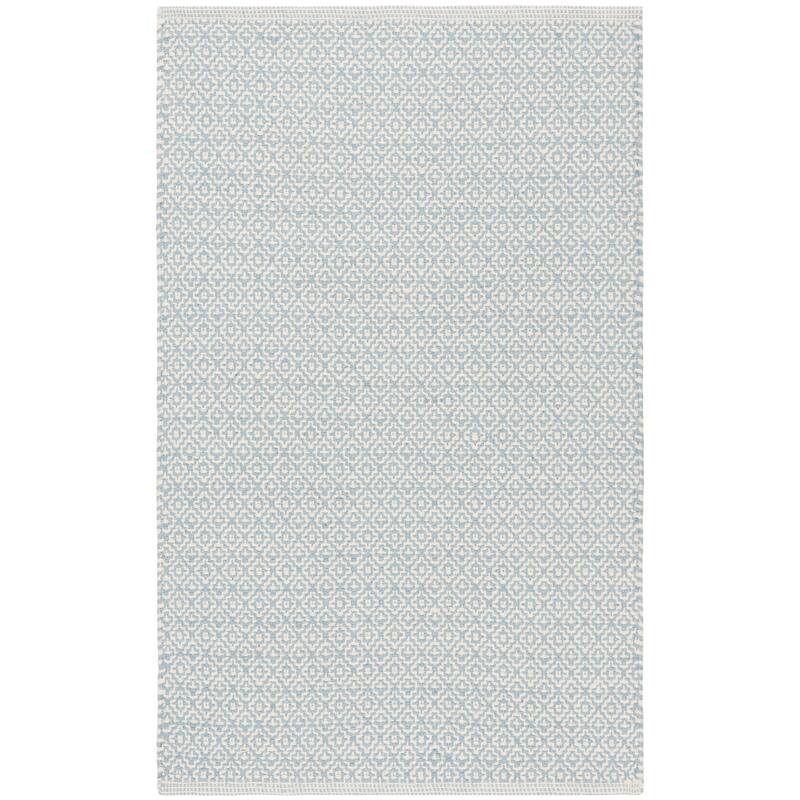SAFAVIEH Montauk Glyn Handmade Cotton Area Rug - 2'6" x 4' - Ivory/Light Blue - Rectangle