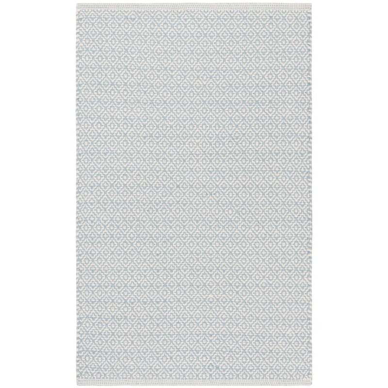 SAFAVIEH Montauk Glyn Handmade Cotton Area Rug - 2'6" x 4' - Ivory/Light Blue