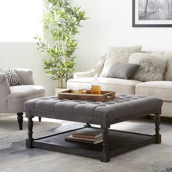 Grey shop tufted ottoman