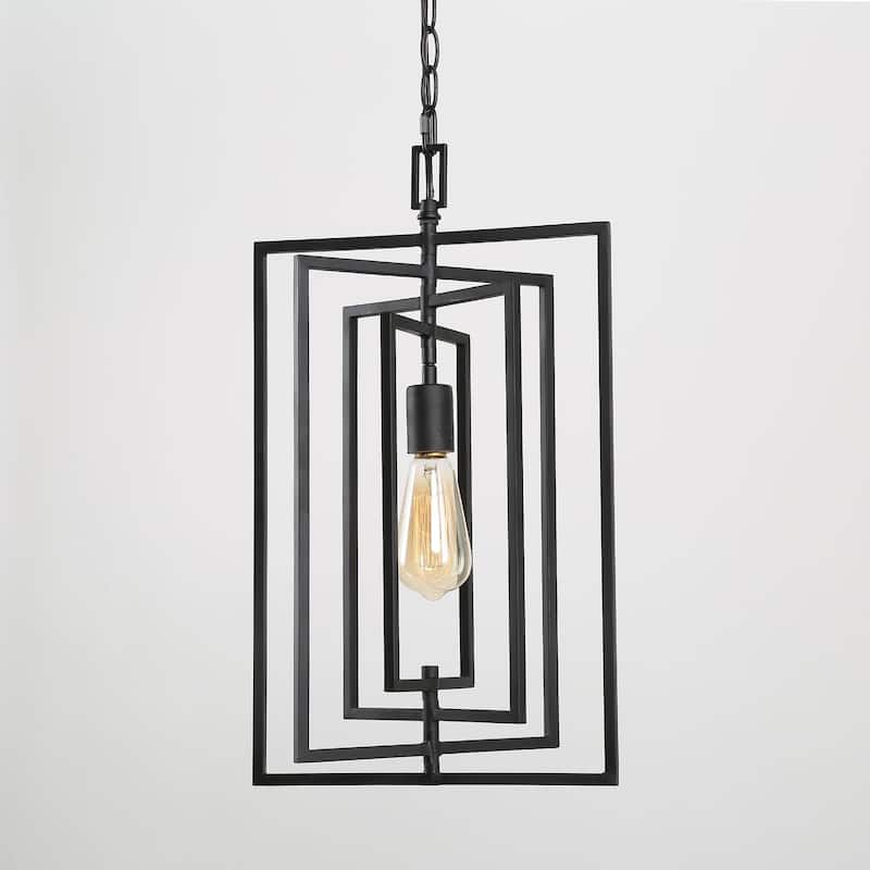 Modern Farmhouse Metal Kitchen Island Pendant 12-inch Gold Black Adjustable Lantern Light