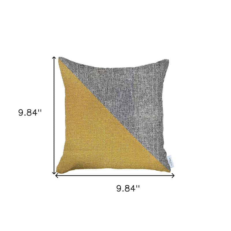 HomeRoots 18" X 18" Grey And Yellow Geometric Zippered Handmade Polyester Throw Pillow Cover